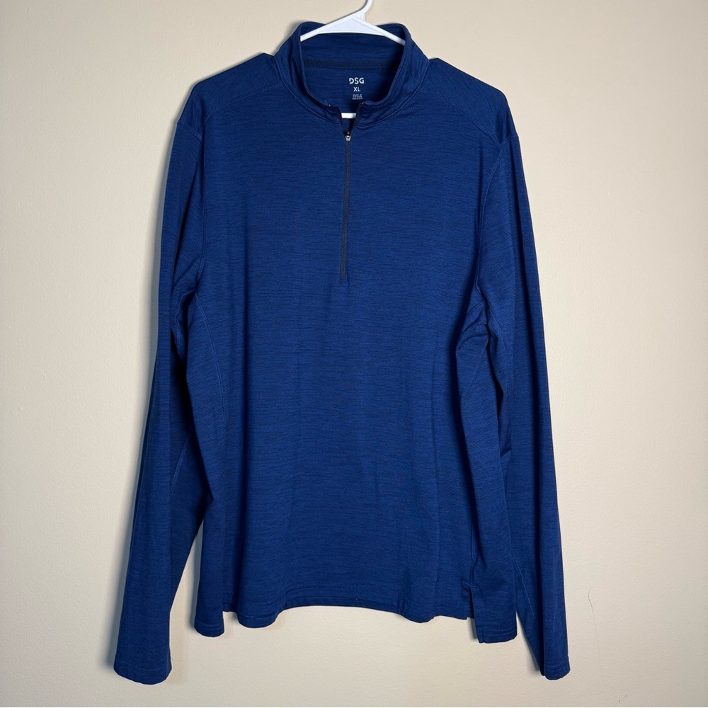 DSG Blue Heathered Quarter-Zip Half Zip Pullover XL Activewear Long Sleeve